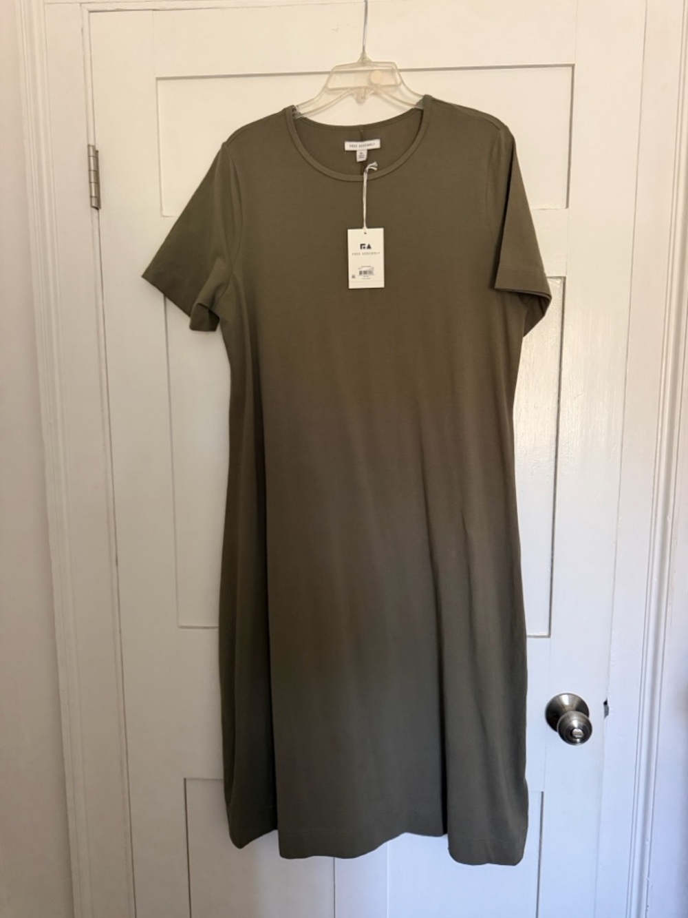 Free Assembly Crewneck Midi Dress in Olive by Unknown Brand